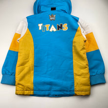 Load image into Gallery viewer, unisex NRL Supporter, Titans fleece lined lightweight jacket / coat, FUC, size 6,