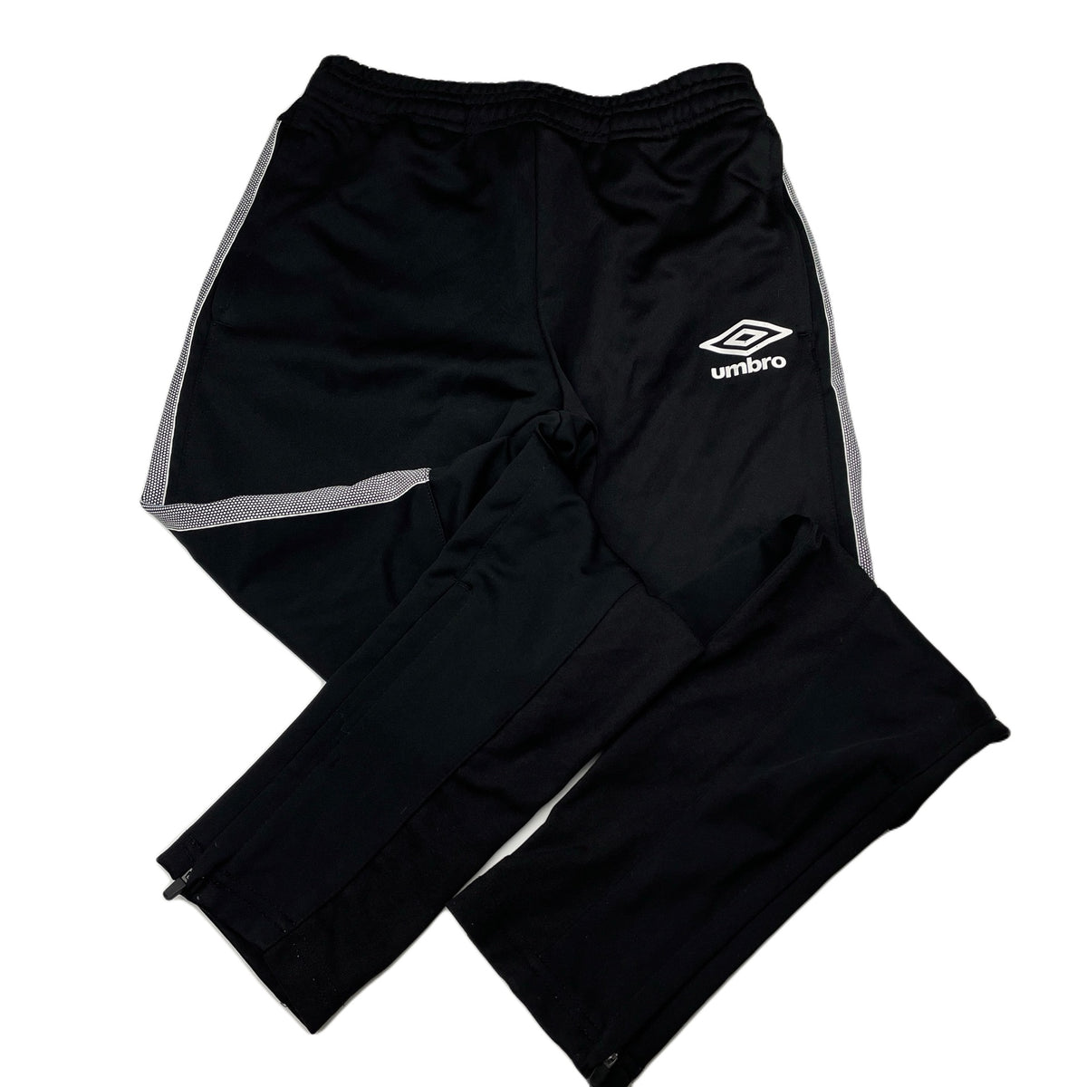 Umbro, black track pants, elasticated, Inside leg: 63cm, GUC, size 