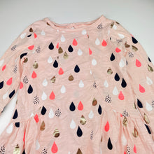 Load image into Gallery viewer, Girls Cotton On, cotton long sleeve dress, raindrops, EUC, size 8, L: 63cm at front