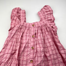 Load image into Gallery viewer, Girls Cotton On, pink check lightweight summer dress, EUC, size 6, L: 66cm