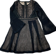 Load image into Gallery viewer, Girls Bardot Junior, lined black lace long sleeve dress, GUC, size 8, L: 64cm
