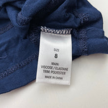 Load image into Gallery viewer, Girls Material Girl, navy long sleeve top, sheer panel sleeves, EUC, size 8,