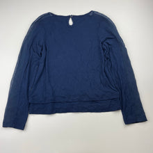 Load image into Gallery viewer, Girls Material Girl, navy long sleeve top, sheer panel sleeves, EUC, size 8,