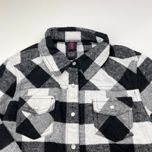 Load image into Gallery viewer, Girls URBAN GROOVE, black & white plaid dance shirt, poppers, Sz: M, armpit to armpit: 40cm, shoulder to cuff: 51cm, EUC, size 10-12,