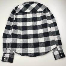 Load image into Gallery viewer, Girls URBAN GROOVE, black & white plaid dance shirt, poppers, Sz: M, armpit to armpit: 40cm, shoulder to cuff: 51cm, EUC, size 10-12,