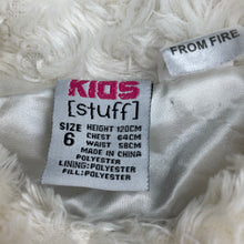 Load image into Gallery viewer, Girls Kids Stuff, cream faux fur jacket, light mark right cuff, FUC, size 6,