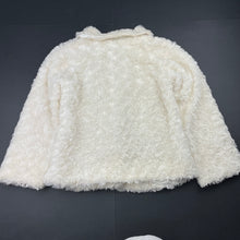 Load image into Gallery viewer, Girls Kids Stuff, cream faux fur jacket, light mark right cuff, FUC, size 6,