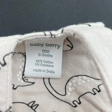 Load image into Gallery viewer, unisex Baby Berry, stretchy overalls / romper, dinosaurs, EUC, size 000,