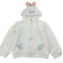 Load image into Gallery viewer, unisex SEASAME SOY, Bugs Bunny inspired fleece lined zip hoodie sweater, armpit to armpit: 39cm, shoulder to cuff: 41cm, GUC, size 7-8,
