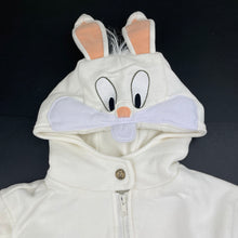 Load image into Gallery viewer, unisex SEASAME SOY, Bugs Bunny inspired fleece lined zip hoodie sweater, armpit to armpit: 39cm, shoulder to cuff: 41cm, GUC, size 7-8,