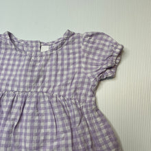 Load image into Gallery viewer, Girls Dymples, purple check lightweight short sleeve top, GUC, size 00,