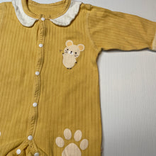 Load image into Gallery viewer, Girls yellow, ribbed cotton romper, FUC, size 000-00,