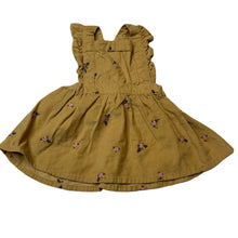 Load image into Gallery viewer, Girls Anko, embroidered corduroy cotton overalls dress / pinafore, GUC, size 00, L: 31cm
