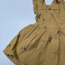 Load image into Gallery viewer, Girls Anko, embroidered corduroy cotton overalls dress / pinafore, GUC, size 00, L: 31cm