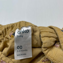 Load image into Gallery viewer, Girls Anko, embroidered corduroy cotton overalls dress / pinafore, GUC, size 00, L: 31cm