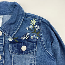 Load image into Gallery viewer, Girls H&T, embroidered stretch denim jacket, poppers, FUC, size 7,
