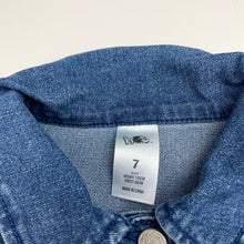 Load image into Gallery viewer, Girls H&T, embroidered stretch denim jacket, poppers, FUC, size 7,