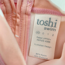 Load image into Gallery viewer, Girls Toshi, long sleeve swim one-piece, fading left sleeve, FUC, size 00,