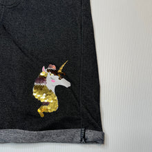 Load image into Gallery viewer, Girls Mango, lightweight stretch denim shorts, elasticated, unicorn, EUC, size 8,
