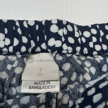 Load image into Gallery viewer, Girls B Collection, navy & white viscose shorts, elasticated, FUC, size 7,