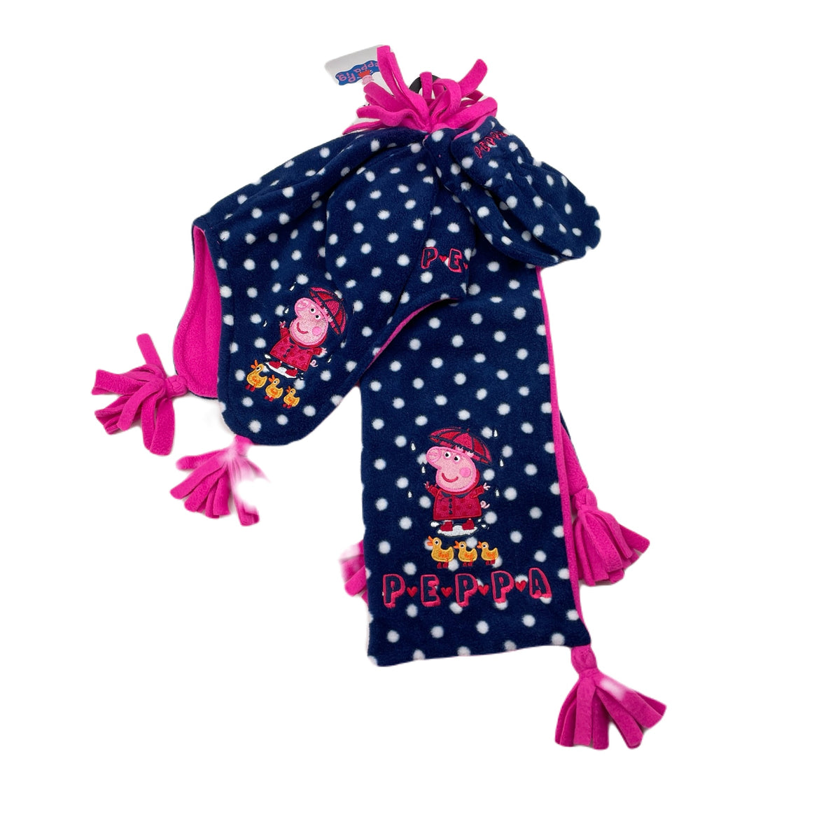 M&S, Peppa Pig fleece hat, scarf gloves, NEW, size 0-1