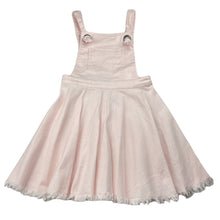 Load image into Gallery viewer, Girls Seed, pink stretch denim overalls dress / pinafore, EUC, size 6, L: 59cm