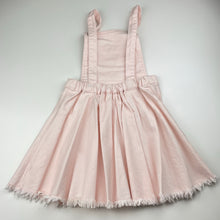 Load image into Gallery viewer, Girls Seed, pink stretch denim overalls dress / pinafore, EUC, size 6, L: 59cm