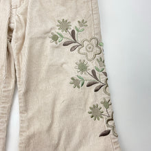 Load image into Gallery viewer, Girls Pumpkin Patch, embroidered corduroy cotton pants, adjustable, Inside leg: 48cm, FUC, size 6,