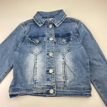Load image into Gallery viewer, Girls Clothing & Co, blue stretch denim jacket, FUC, size 7,