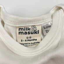 Load image into Gallery viewer, unisex Milk & Masuki, organic cotton blend romper, rabbit, light mark lower left leg, FUC, size 00,