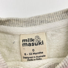 Load image into Gallery viewer, unisex Milk & Masuki, fleece lined organic cotton blend sweater / jumper, light mark, FUC, size 0,
