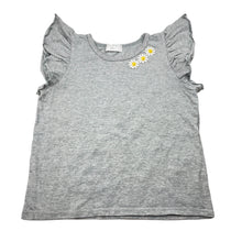 Load image into Gallery viewer, Girls WILL MERY, grey marle cotton top, flowers, FUC, size 6,