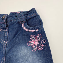 Load image into Gallery viewer, Girls Tiny Little Wonders, fleece lined denim pants, elasticated, GUC, size 00,