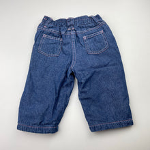 Load image into Gallery viewer, Girls Tiny Little Wonders, fleece lined denim pants, elasticated, GUC, size 00,