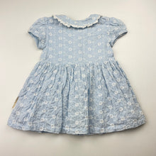 Load image into Gallery viewer, Girls Beatrix Potter, Peter Rabbit lined embroidered cotton dress, GUC, size 00, L: 36cm