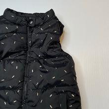 Load image into Gallery viewer, Girls Cotton On, black & gold puffer vest / sleeveless jacket, EUC, size 3,