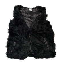 Load image into Gallery viewer, Girls Miss Understood, black faux fur vest, single hook fasten, GUC, size 7,