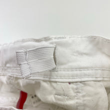 Load image into Gallery viewer, Girls Esprit, white stretch cotton cropped pants, adjustable, Inside leg: 33cm **button missing from adjustable elastic**, GUC, size 8,
