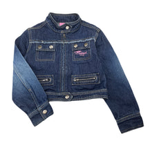 Load image into Gallery viewer, Girls Bad Girl, dark denim zip up jacket, FUC, size 7,
