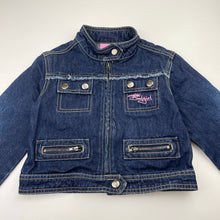 Load image into Gallery viewer, Girls Bad Girl, dark denim zip up jacket, FUC, size 7,