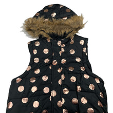 Load image into Gallery viewer, Girls Seed, black & rose gold hooded puffer vest / jacket, EUC, size 12,