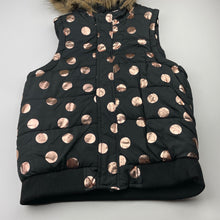 Load image into Gallery viewer, Girls Seed, black & rose gold hooded puffer vest / jacket, EUC, size 12,