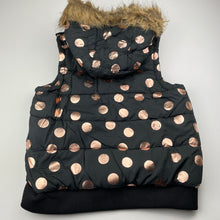 Load image into Gallery viewer, Girls Seed, black & rose gold hooded puffer vest / jacket, EUC, size 12,