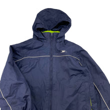 Load image into Gallery viewer, unisex Crane, navy lightweight hooded jacket (outer shell only), EUC, size 7,