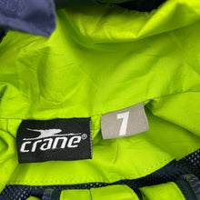 Load image into Gallery viewer, unisex Crane, navy lightweight hooded jacket (outer shell only), EUC, size 7,