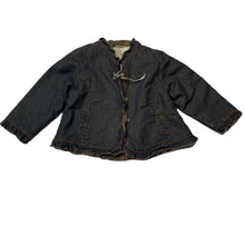 Load image into Gallery viewer, Girls 3 Pommes, lightly wadded vintage wash dark denim jacket, GUC, size 3,