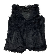 Load image into Gallery viewer, Girls Miss Understood, black faux fur vest, single hook fasten, GUC, size 12,