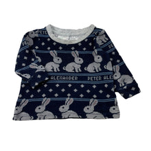 Load image into Gallery viewer, Unisex Peter Alexander, waffle long sleeve pyjama top, rabbits, wash fade, FUC, size 0,