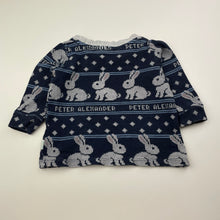 Load image into Gallery viewer, Unisex Peter Alexander, waffle long sleeve pyjama top, rabbits, wash fade, FUC, size 0,