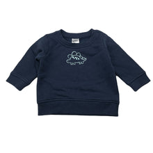 Load image into Gallery viewer, Unisex Anko, navy fleece lined sweater / jumper, dinosaur, GUC, size 00,
